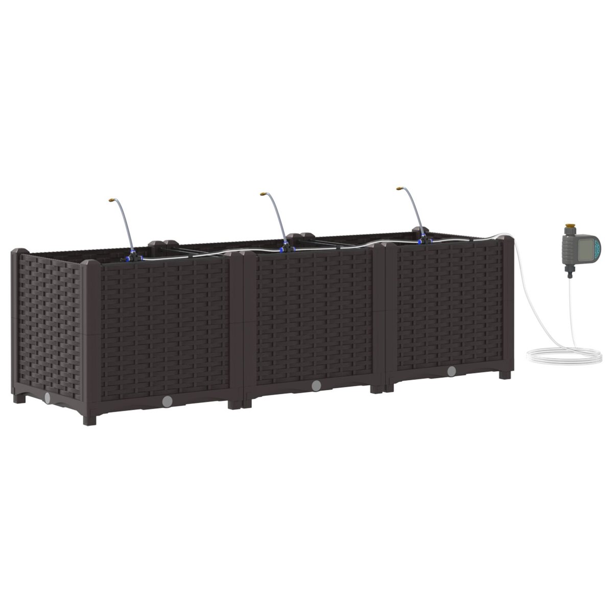 vidaXL Donica ogrodowa Ciemnobrązowa Plastikowy rattan 120 x 40 x 37.5 cm