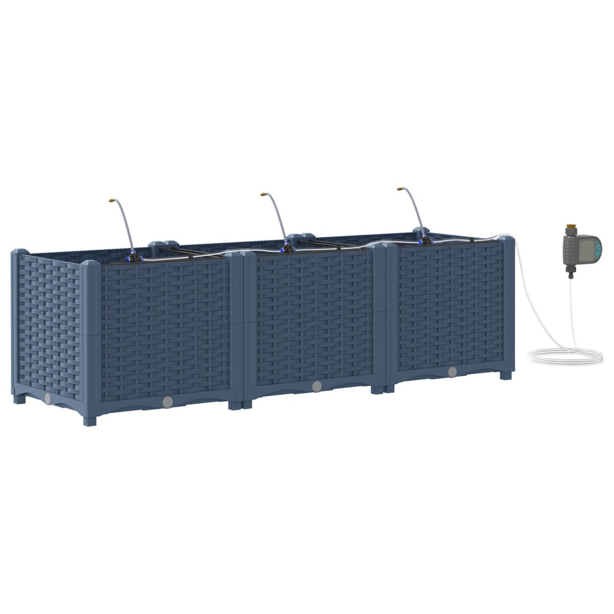 vidaXL Donica ogrodowa Szary Plastikowy rattan 120 x 40 x 37.5 cm Donice