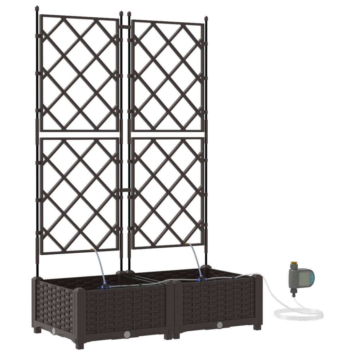 vidaXL Donica ogrodowa Ciemny brąz Żywica plastikowa 80 x 40 x 126 cm