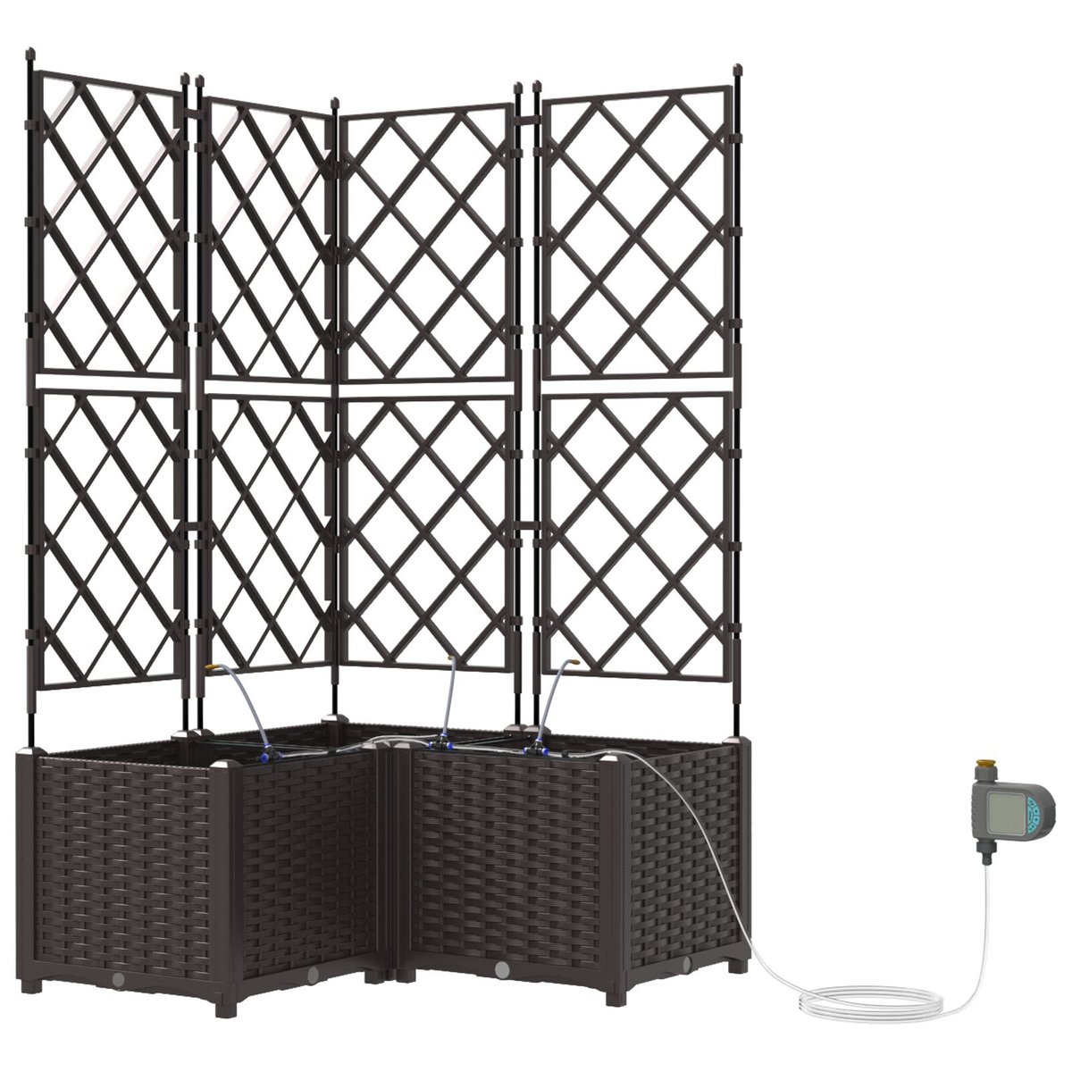 vidaXL Donica ogrodowa Brązowa Plastikowa 80 x 80 x 142 cm