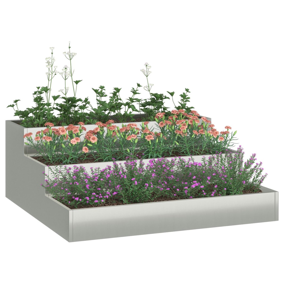 vidaXL Donica Ogrodowa Szara Stal ocynkowana 90 x 90 x 35 cm Donice