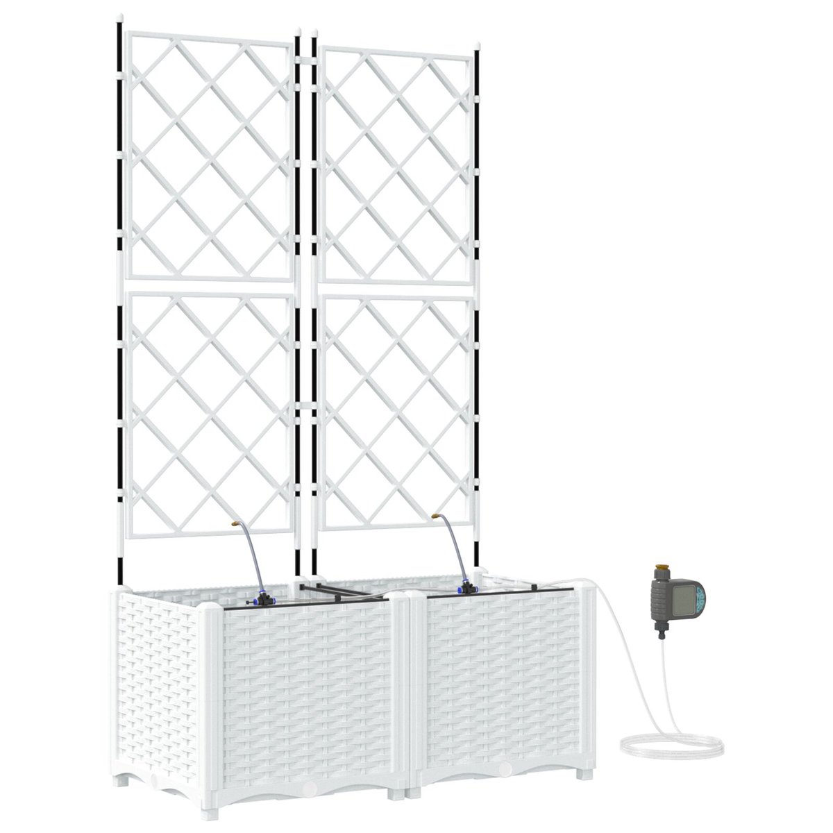 vidaXL Donica Ogrodowa Biała Polipropylen w stylu rattanu 80 x 40 x 142 cm