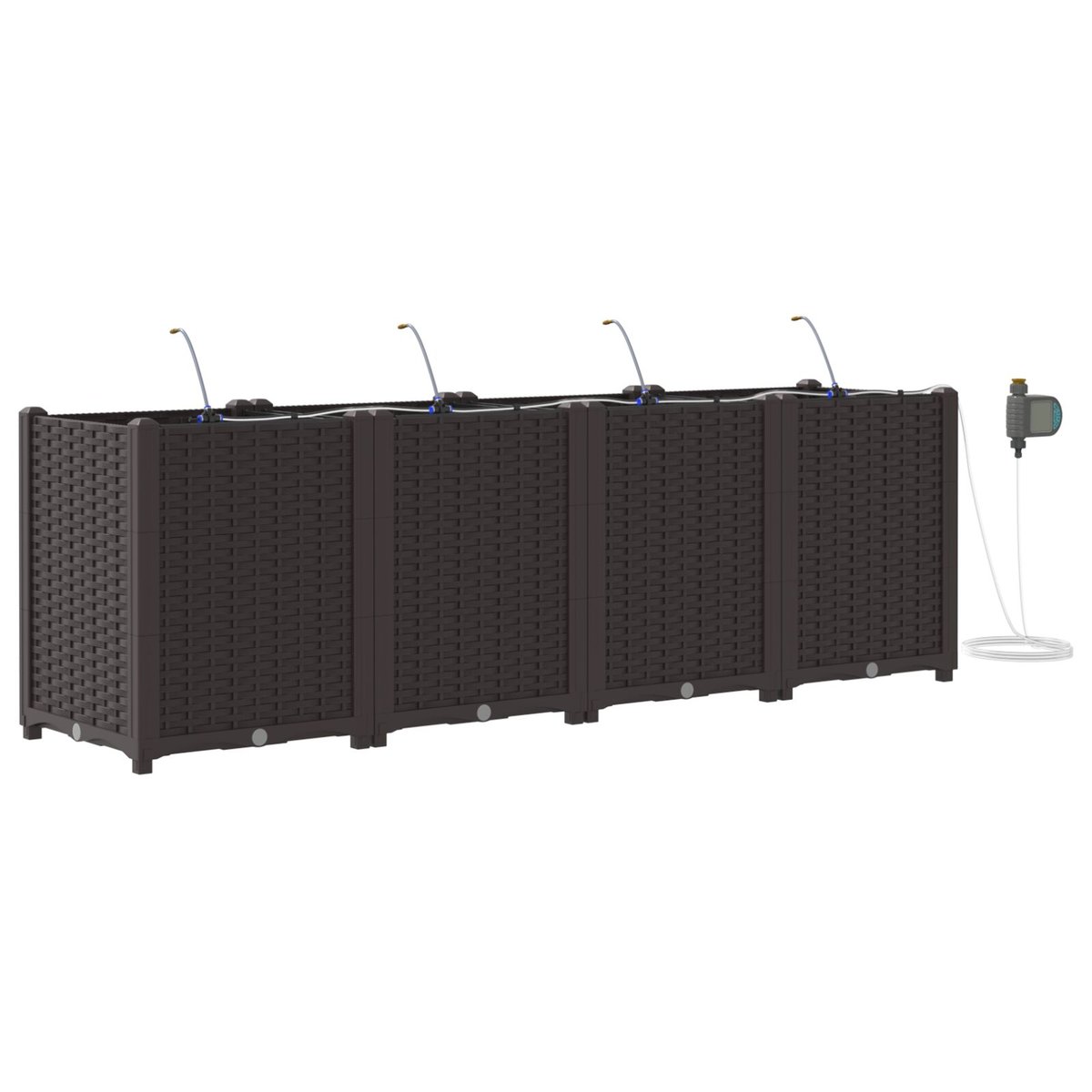 vidaXL Donica ogrodowa Brązowa Plastik w stylu rattanowym 160 x 40 x 52 cm