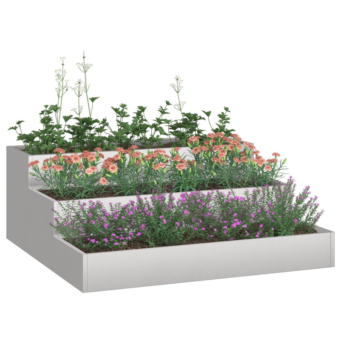 Donica ogrodowa vidaXL Srebrna Stal nierdzewna 90 x 90 x 35 cm Donice