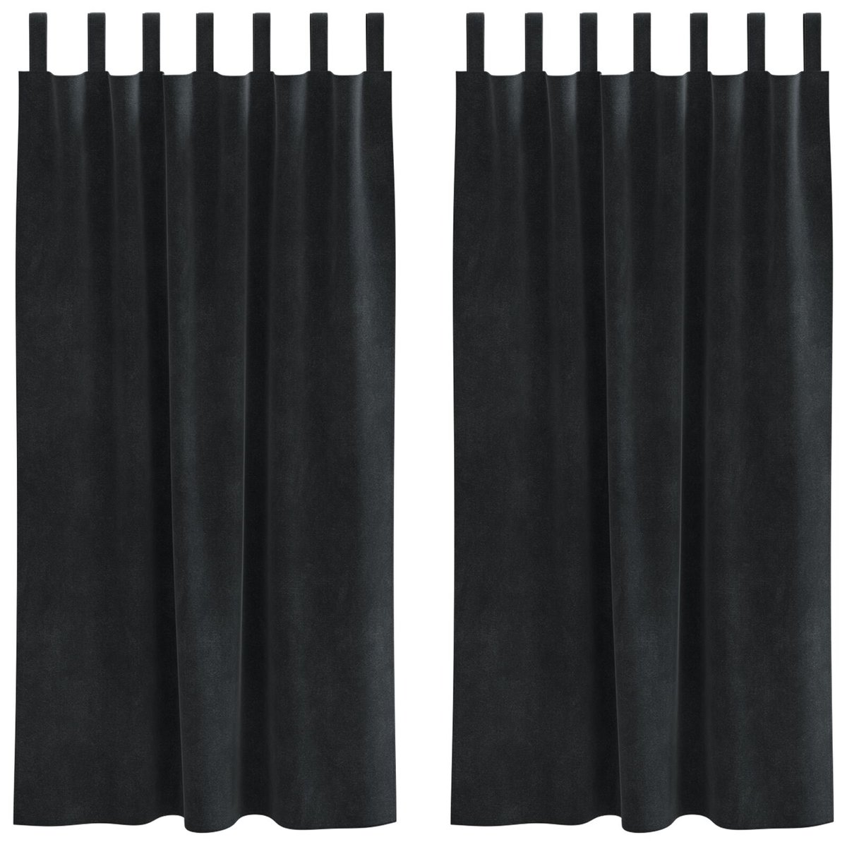 Zasłony vidaXL Czarny Poliester 140 x 175 cm Wstawki dekoracyjne