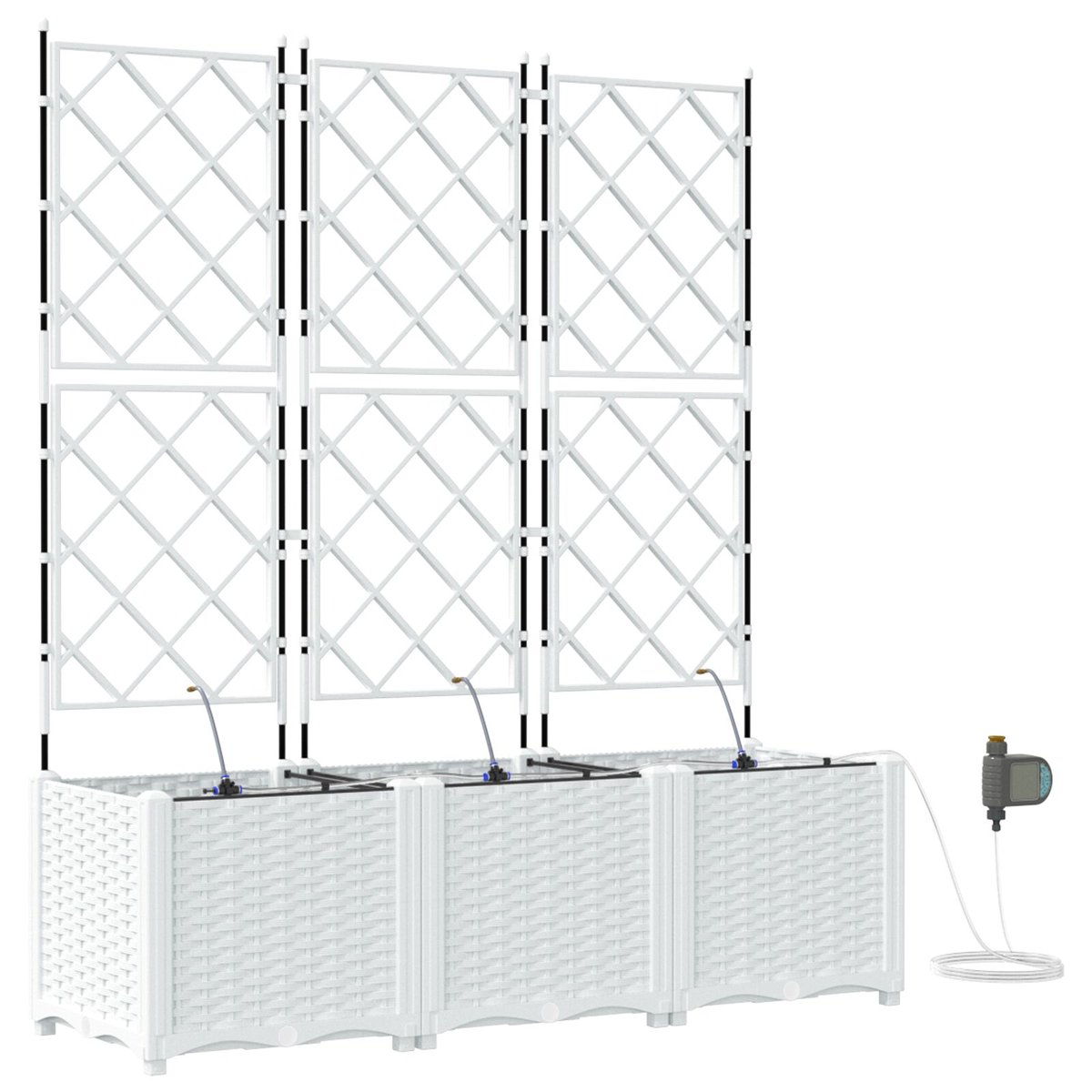 vidaXL Donica Ogrodowa Biała Polipropylen 120 x 40 x 142 cm