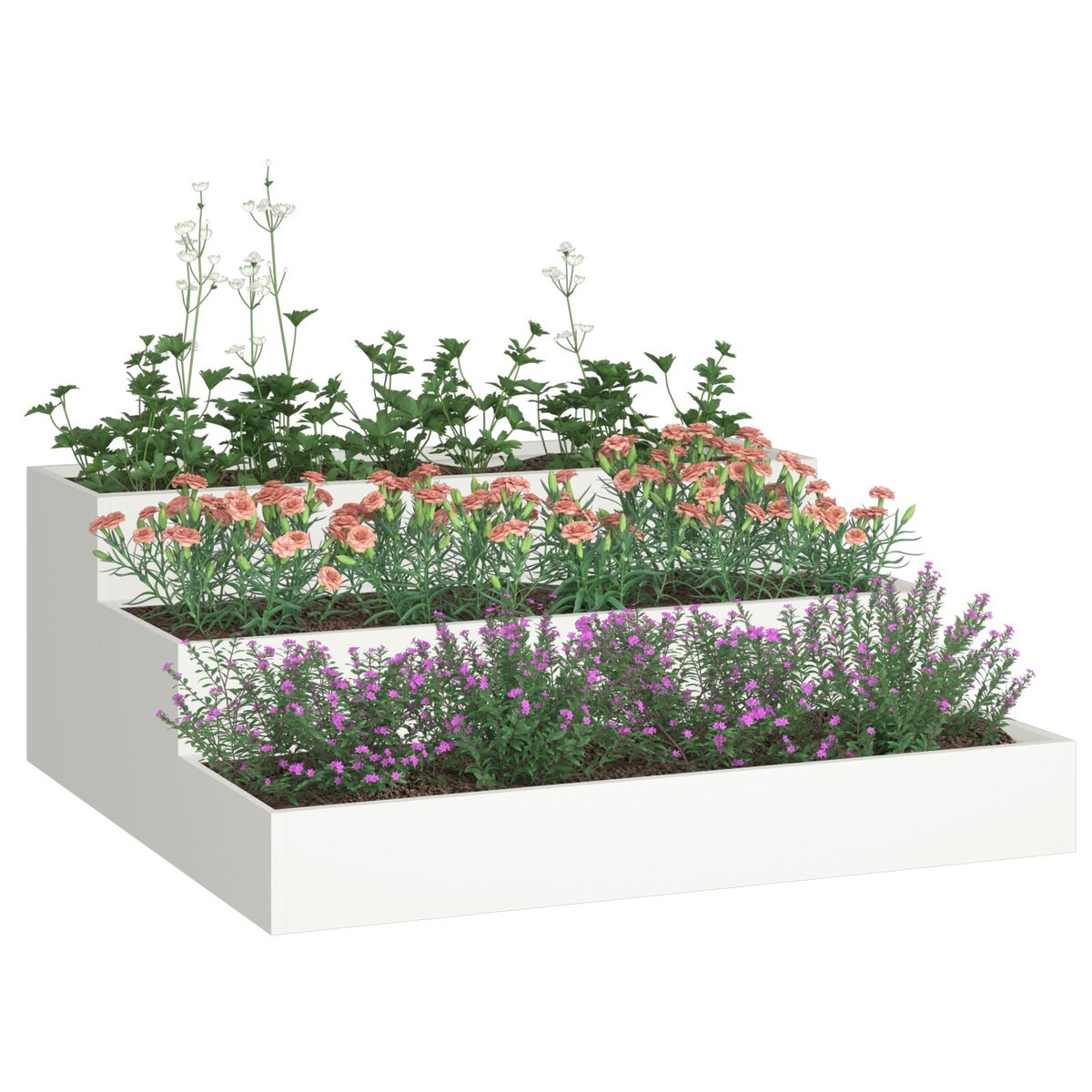 vidaXL Donica Ogrodowa Biała Stal zimnowalcowana 90 x 90 x 35 cm Donice