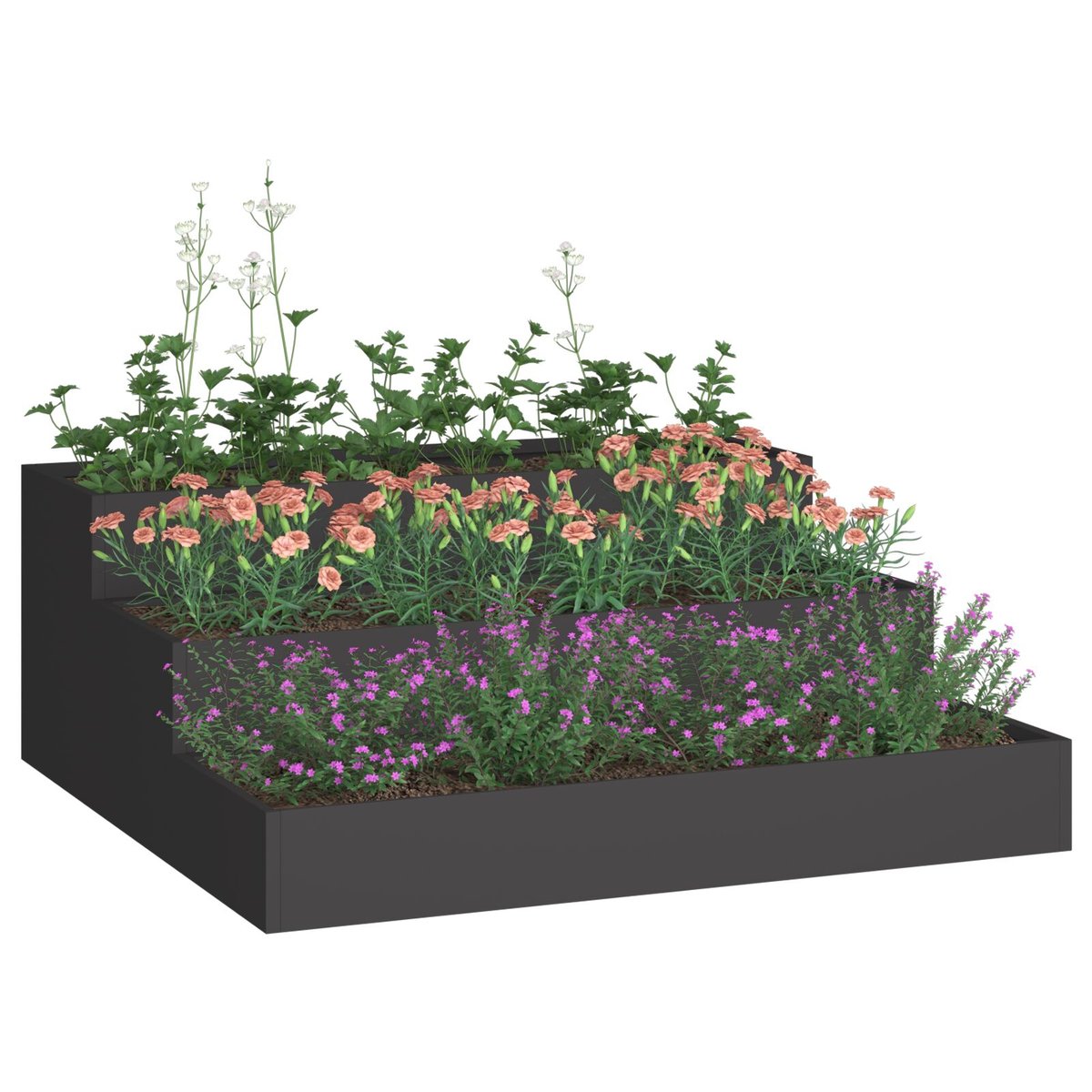 vidaXL Donica Ogrodowa Czarna Stal walcowana na zimno 90 x 90 x 35 cm