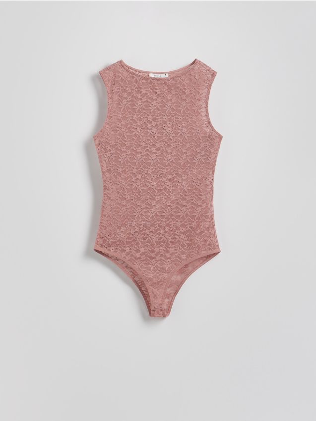 Reserved - Koronkowe body - pastelowy róż