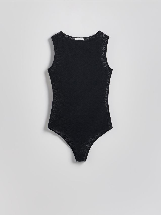 Reserved - Koronkowe body - czarny