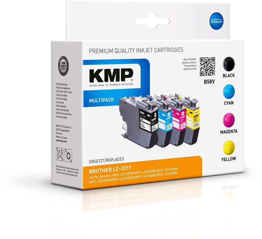 KMP B58V nabój z tuszem 4 szt. Zamiennik Czarny, Cyjan, Purpurowy, Żółty