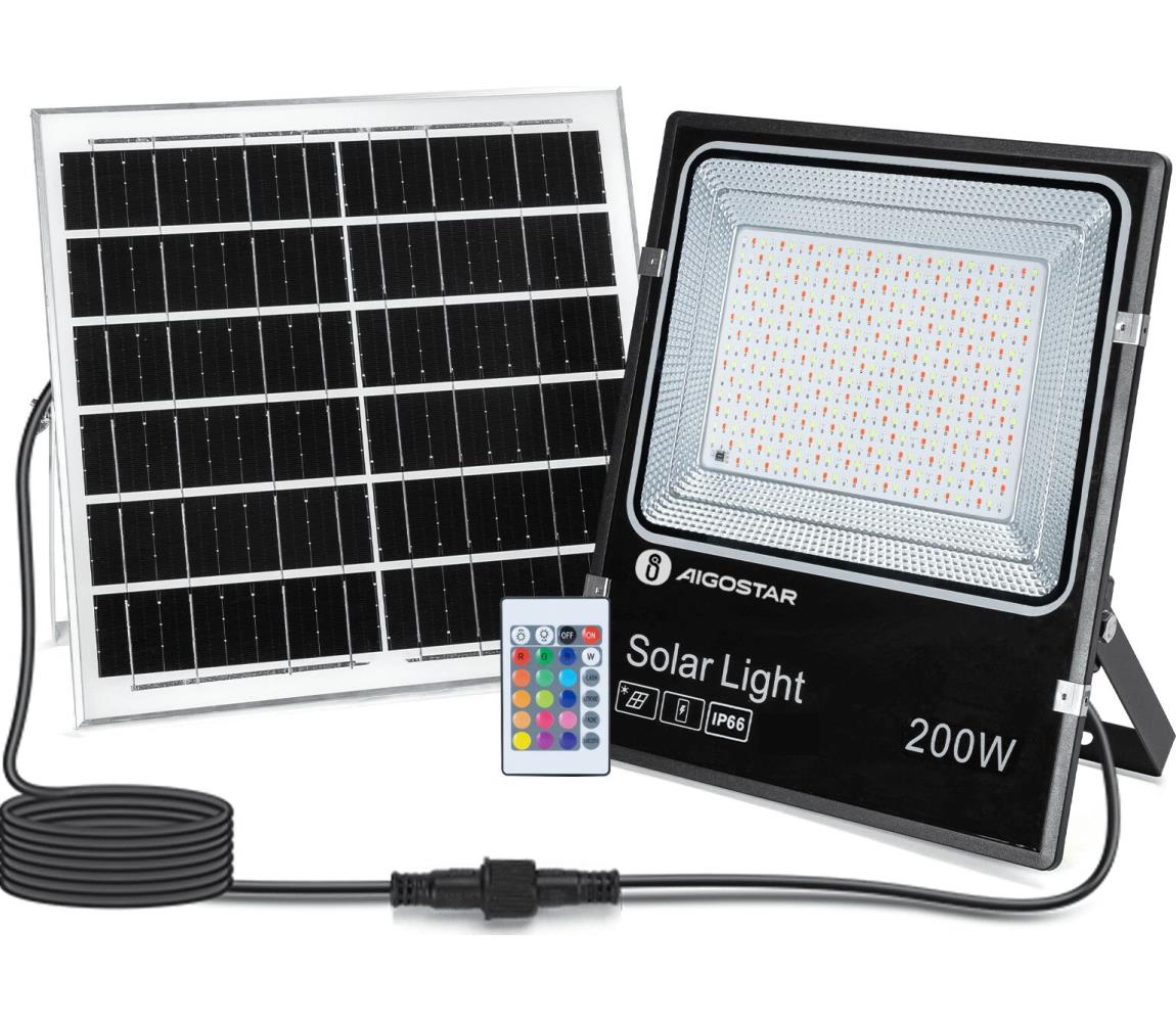 Aigostar - LED RGB Ściemnialny naświetlacz solarny LED/200W/3,2V IP66 + pilot