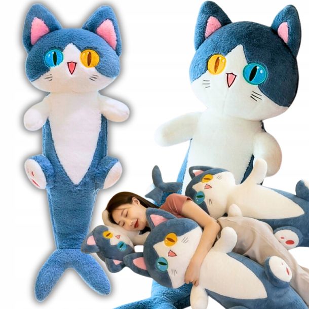 Duza Maskotka Kot Rekin Kot Z Ogonem Rekina Poduszka 60 Cm