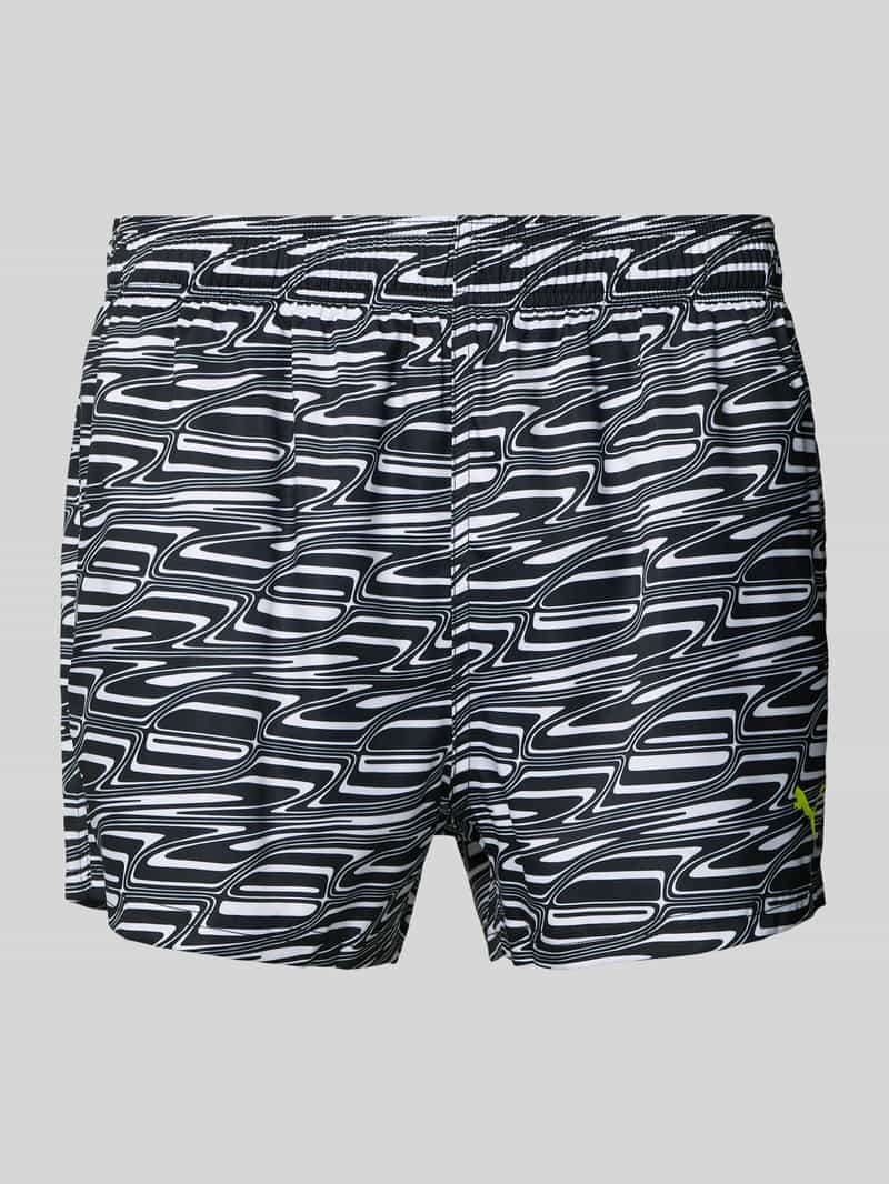 Spodenki kąpielowe o kroju slim fit z nadrukiem z logo