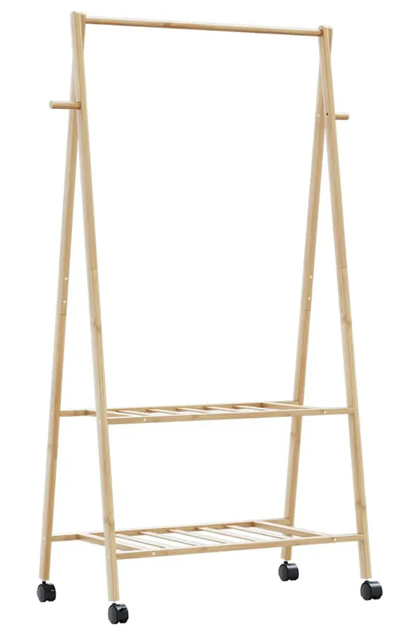 Wieszak na ubrania z półkami i kółkami 96cm B7-M29