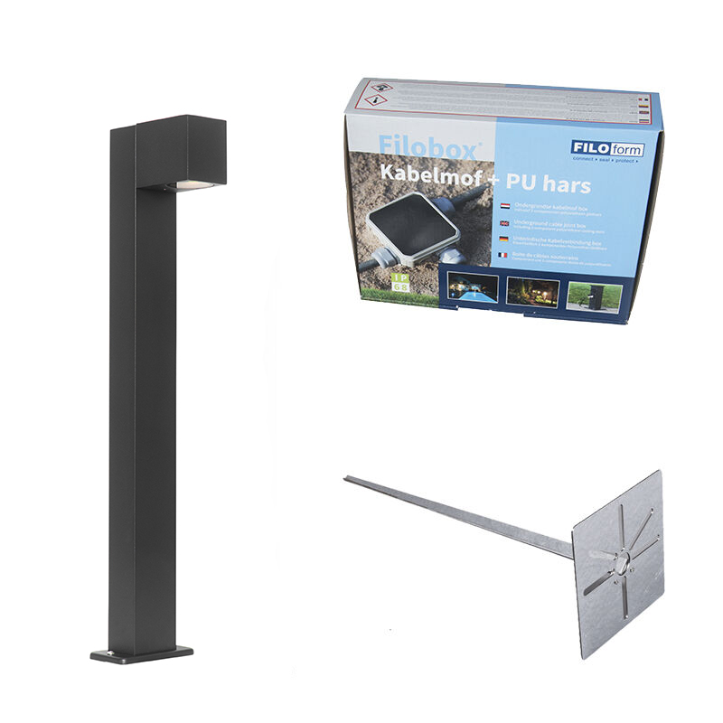 QAZQA Przemysłowa stojąca lampa zewnętrzna czarna 65 cm IP44 - Baleno