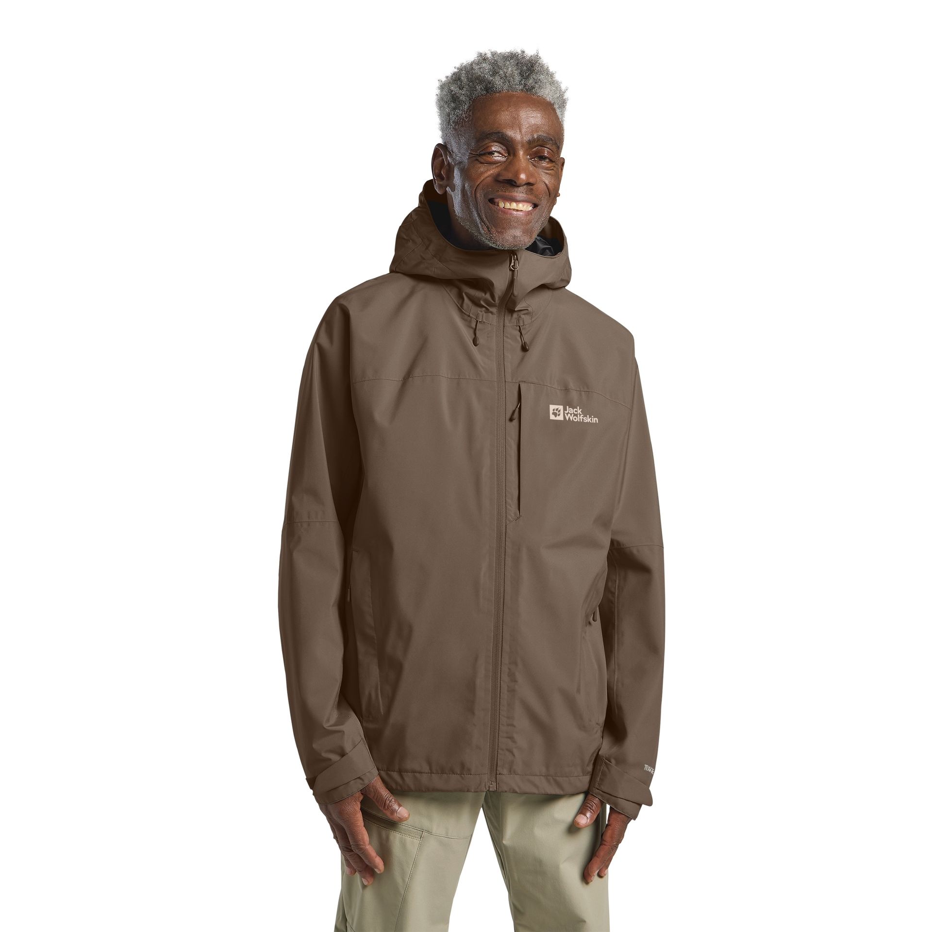 Męska kurtka przeciwdeszczowa Jack Wolfskin TEMPEST 2L JKT M cold coffee - S