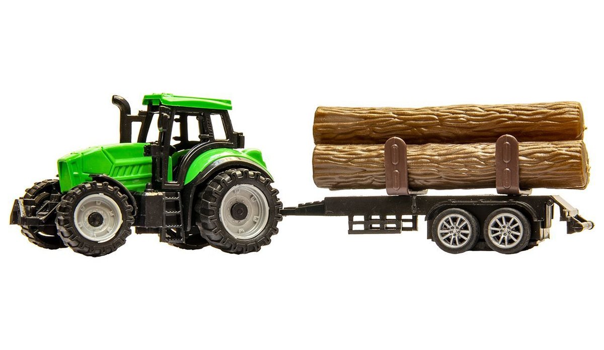 DLA DZIECI TRAKTOR Z PRZYCZEPĄ NA DREWNO