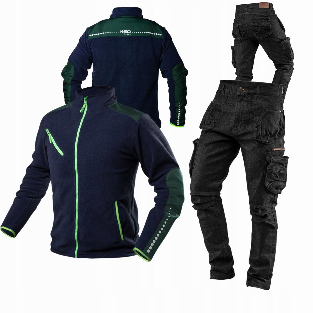 NEO Polar Roboczy + Spodnie Robocze Denim M Czarne Komplet Odzieży BHP