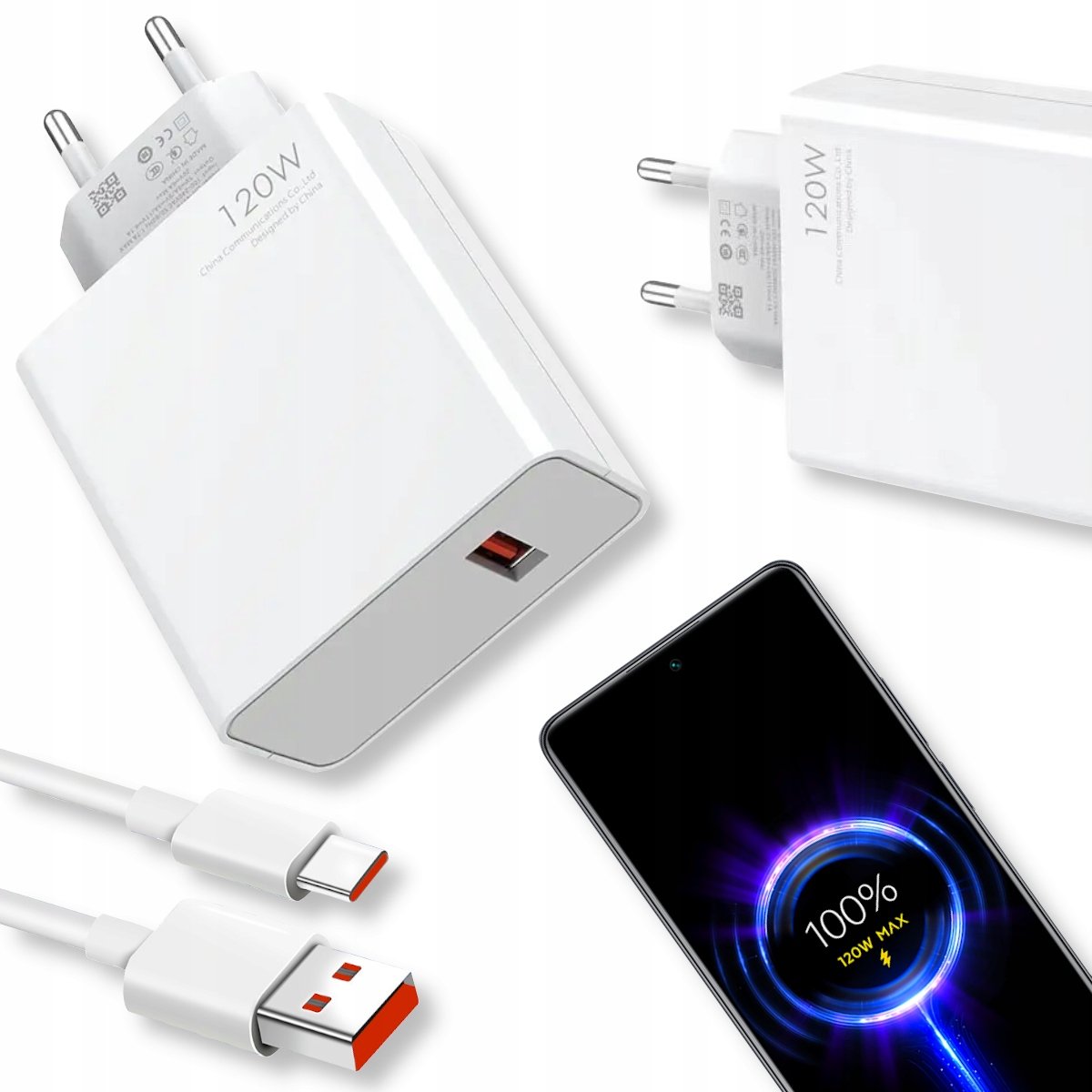 ŁADOWARKA SIECIOWA 120W DEDYKOWANA XIAOMI REALME SZYBKIE ŁADOWANIE MI TURBO