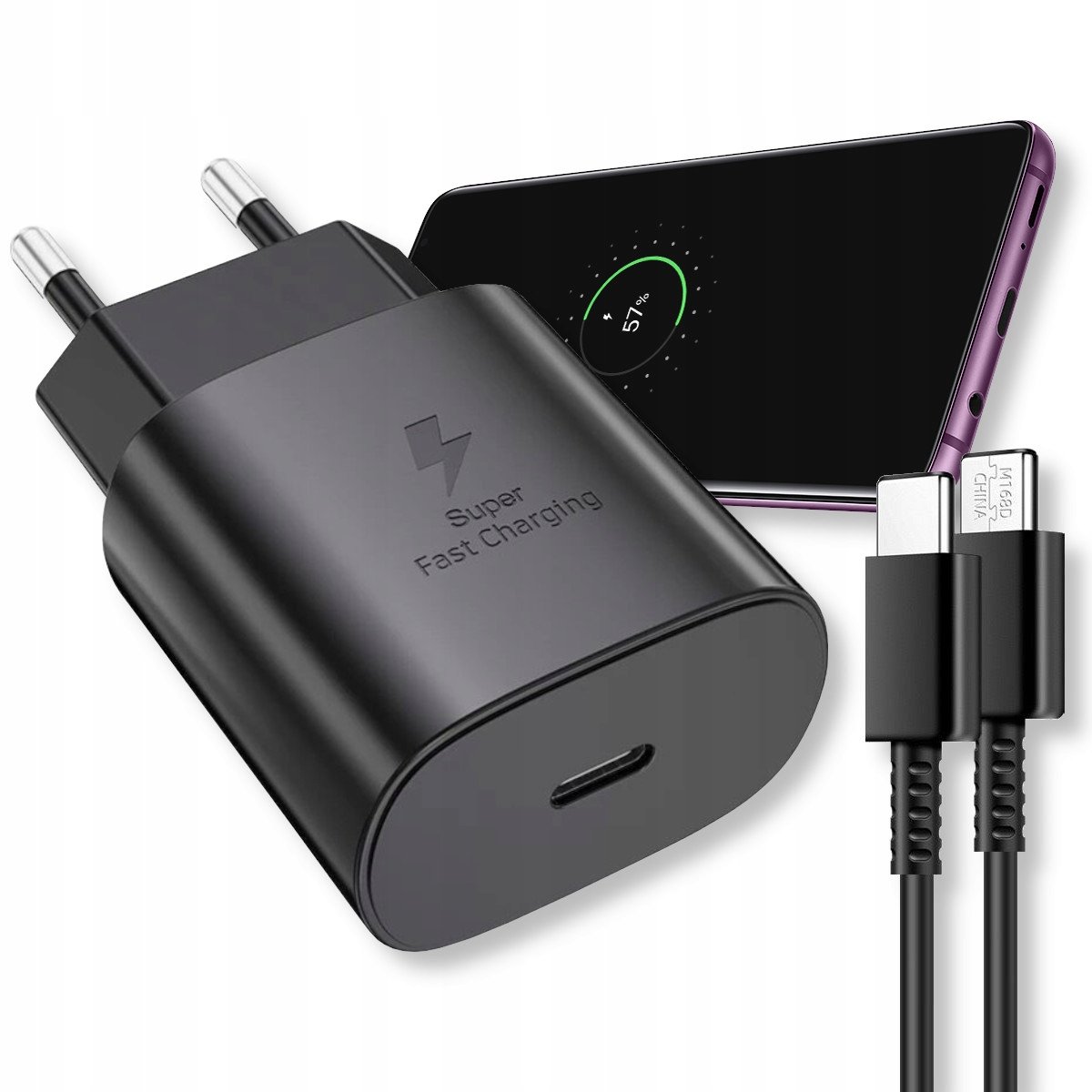 SZYBKA ŁADOWARKA SIECIOWA 25W FAST CHARGE DO TELEFONU + KABEL USB-C 1M