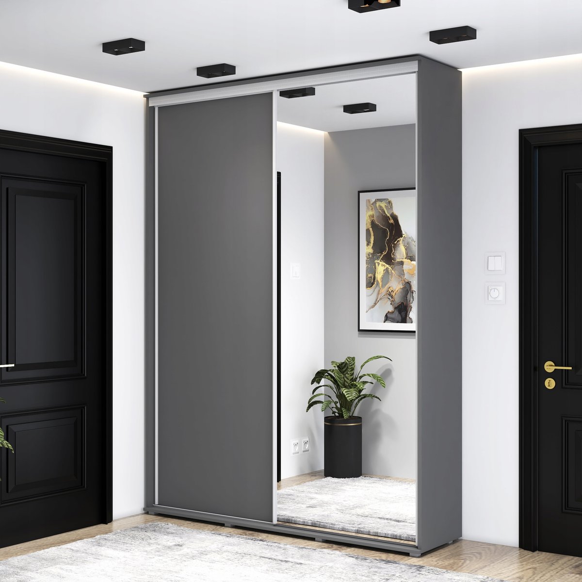 Szafa przesuwna LORIS 1 lustro 120X242X45 wysoka, różne kolory