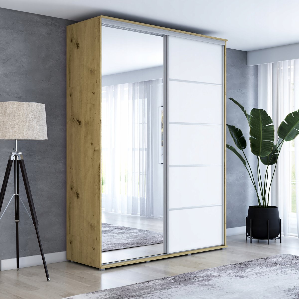 Szafa MAJA 1 ALU przesuwna lustro 190x242