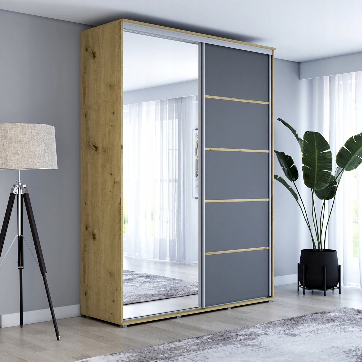 Szafa MAJA 1 ALU przesuwna lustro 200x242