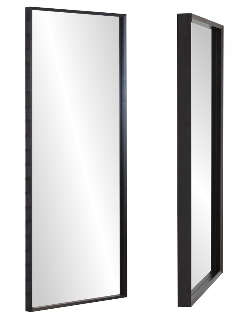 Lustro 160x60 wąska KASETONOWA rama CZARNA PREMIUM