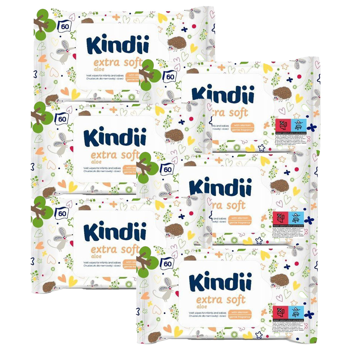 Chusteczki nawilżane dla dzieci Kindii aloe extra soft 6 opakowania