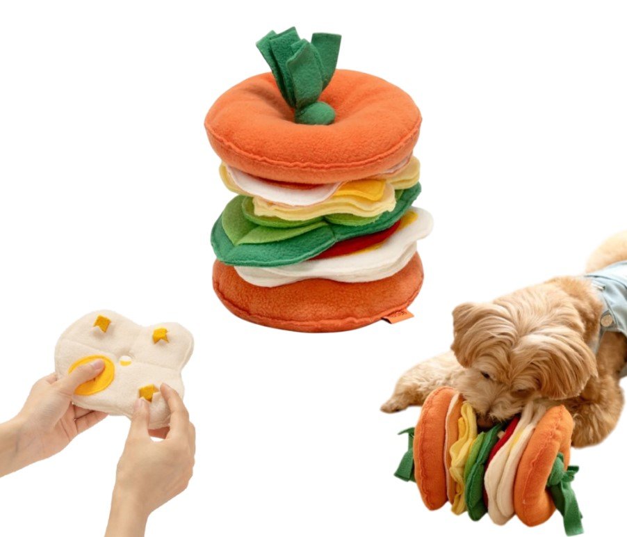 PLUSZOWA ZABAWKA DLA PSA HAMBURGER BURGER WĘCHOWA EDUKACYJNA