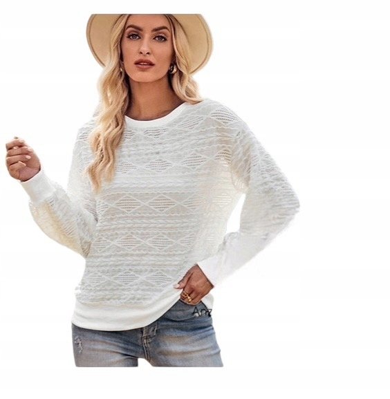 Damski sweter w jednolitym kolorze z długim rękawem i okrągłym dekoltem 3XL