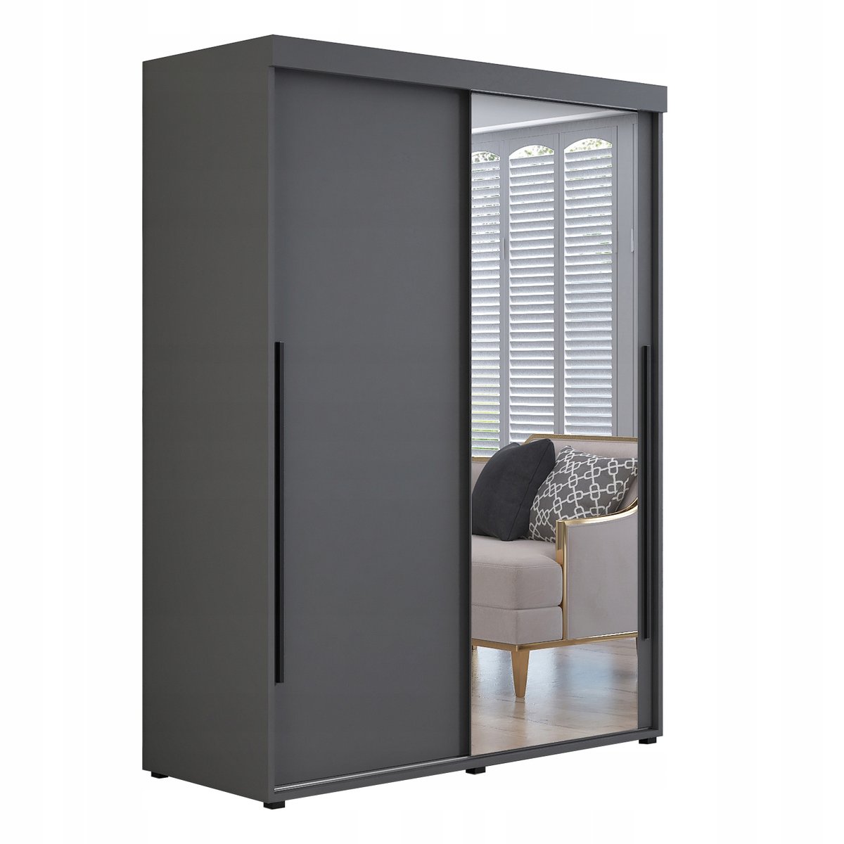 Szafa przesuwna ROKO 1 140x202x61,5cm lustro, drążek, półki