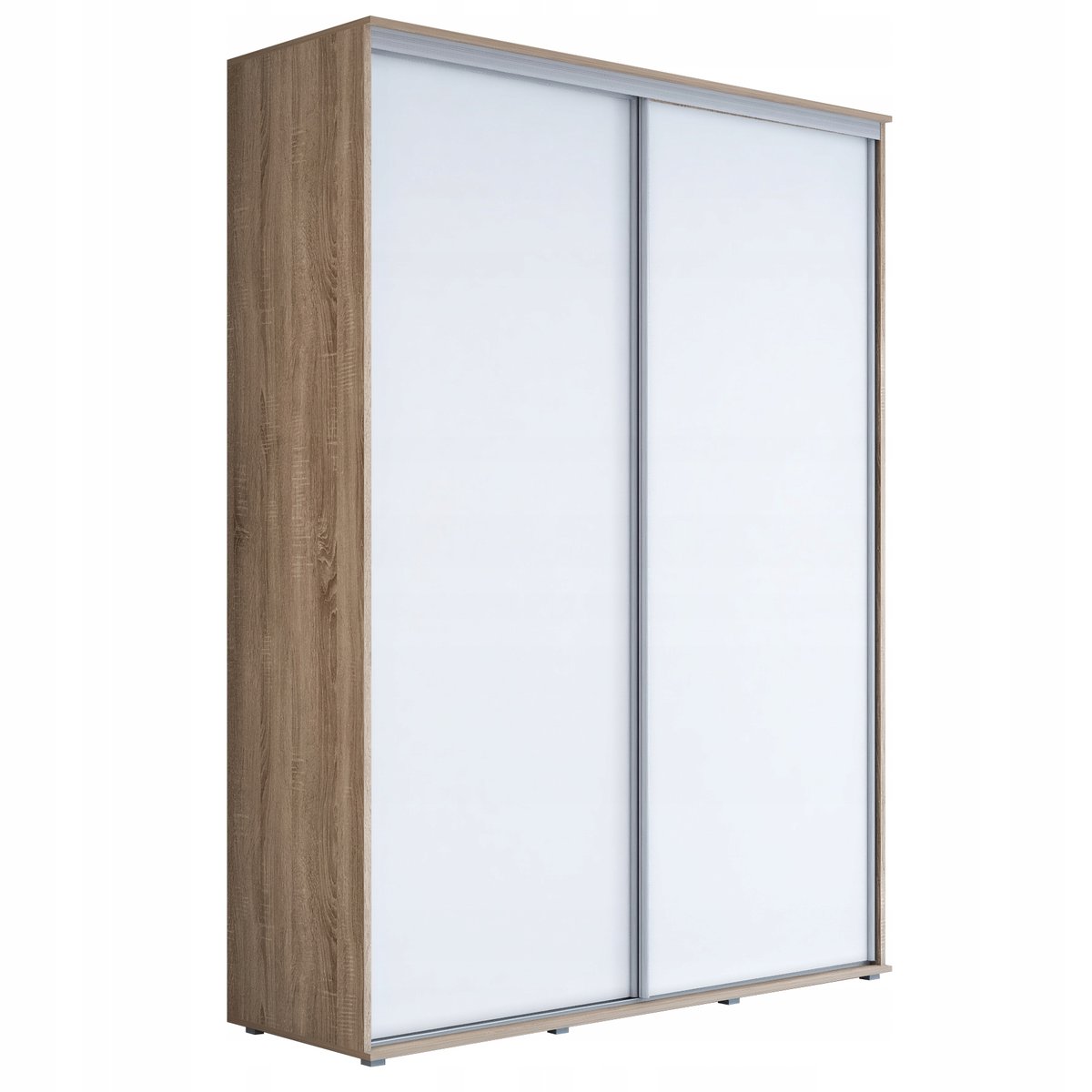 Szafa MAJA przesuwna 120 x 242 x 61 cm dąb sonoma/biały z wyposażeniem