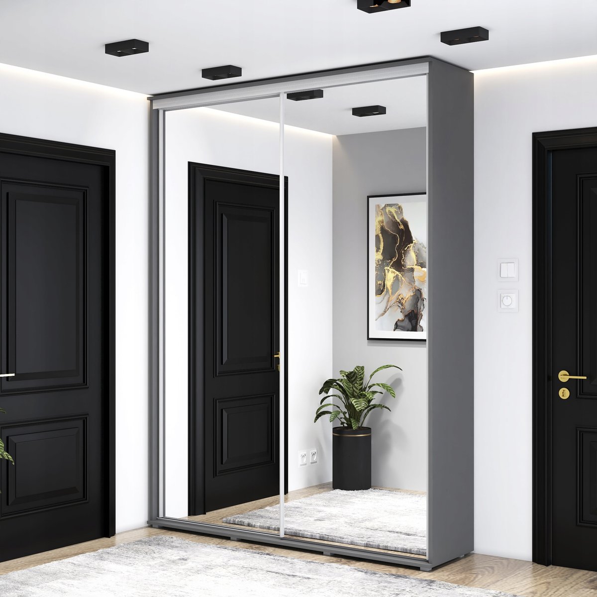 Szafa przesuwna LORIS 2 lustra 160X242X45 wysoka, różne kolory