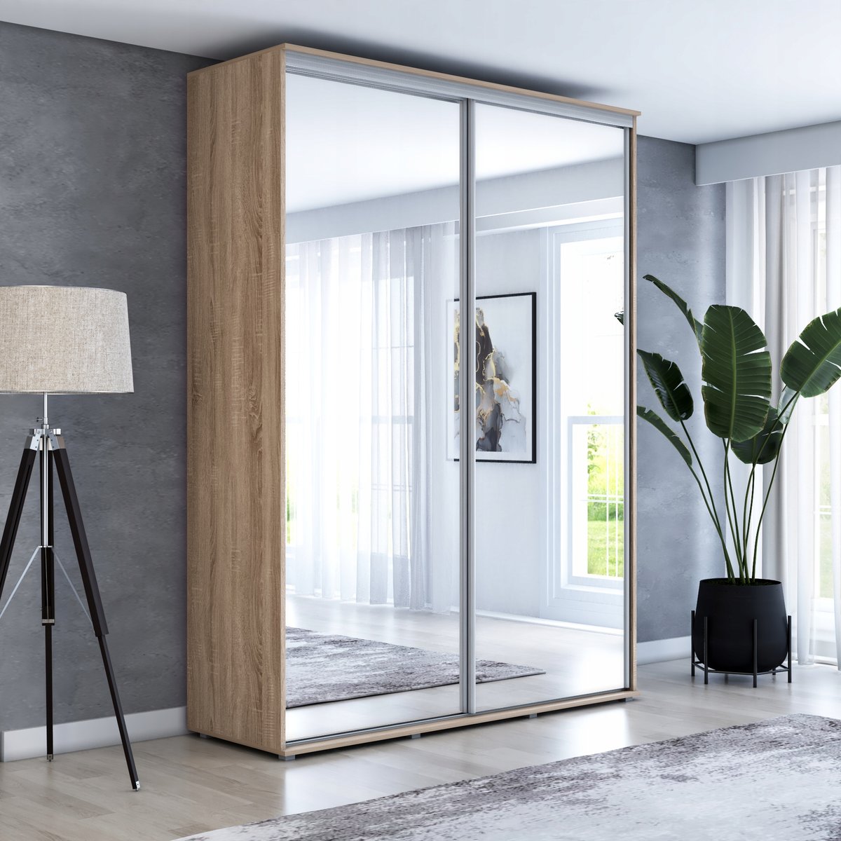 Szafa MAJA 2 przesuwna 160x242 dąb sonoma wysoka