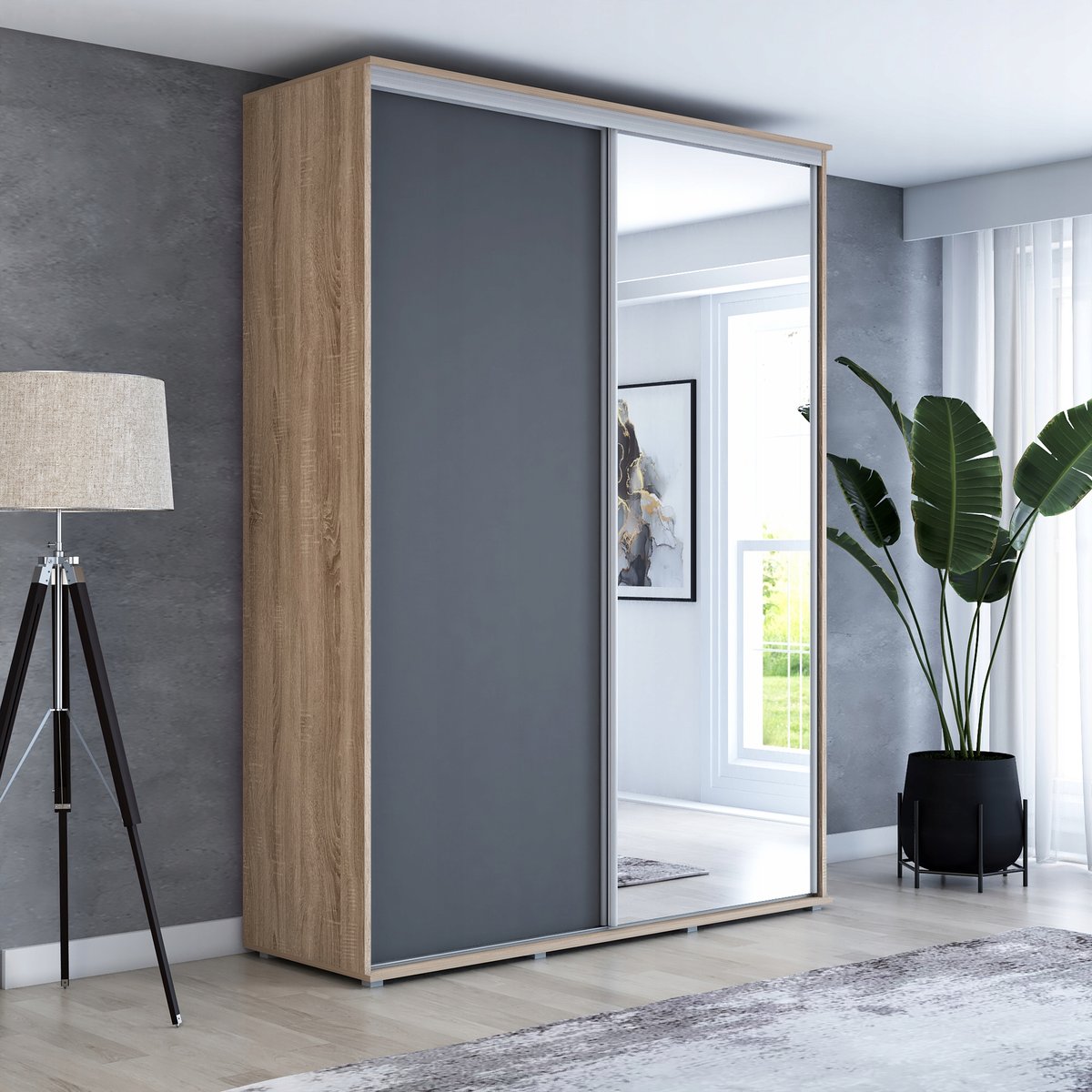 Szafa MAJA 1 przesuwna lustro 140x242 wysoka