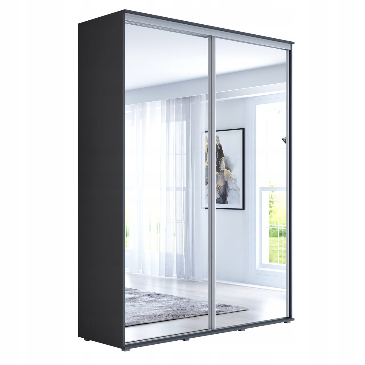 Szafa przesuwna MAJA 2 100 x 242 x 61 duża, lustra, pojemna, antracyt