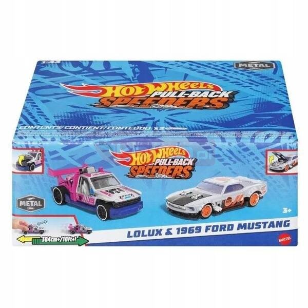 HOT WHEELS PULL-BACK SPEEDERS zestaw 2 aut Lolux & 1969 Ford Mustang HWH57