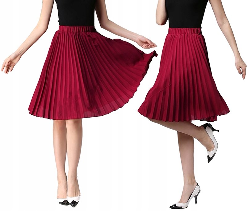 ELEGANCKA SPÓDNICA PLISOWANA MIDI SPÓDNICZKA NA GUMCE RETRO KOLORY S/M