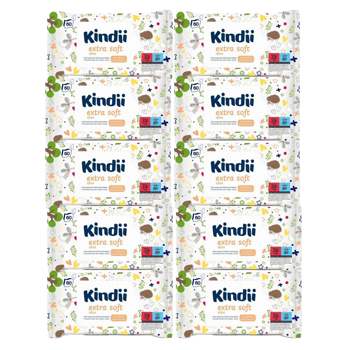 Chusteczki nawilżane dla dzieci Kindii aloe extra soft 10 opakowania