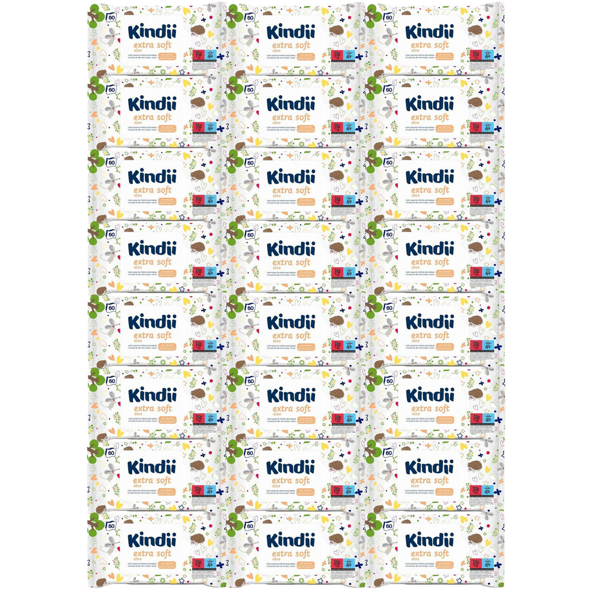 Chusteczki nawilżane dla dzieci Kindii aloe extra soft 24 opakowania