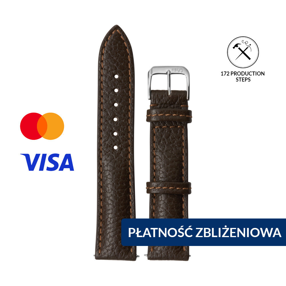 INVIS STRAP COLORADO MOCHA 20mm – Pasek do zegarka z NFC i płatnościami zbliżeniowymi Skóra Bawola Certyfikat Mastercard i Visa Ręcznie wykona..
