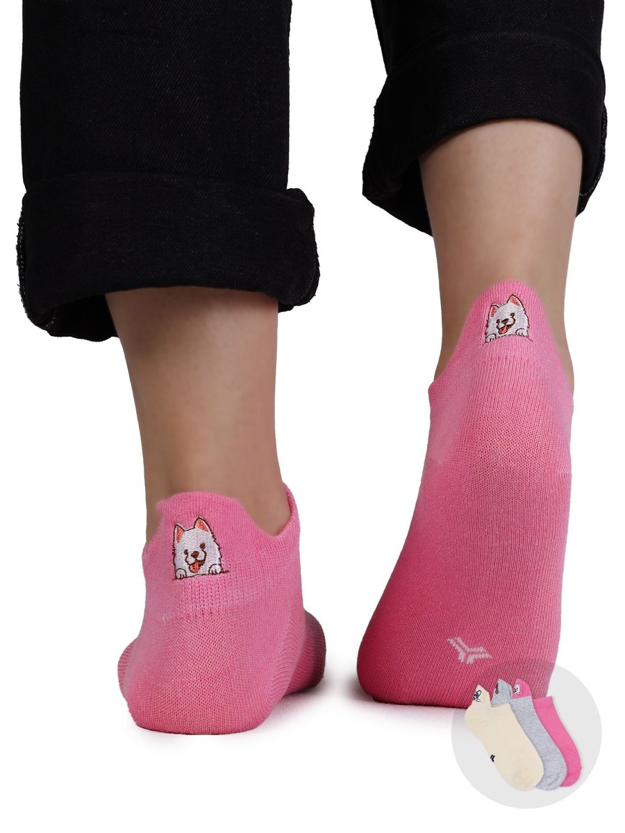 Skarpety stopki dziewczęce z haftem na zapiętce pieski 3PAK 39-41 YOCLUB