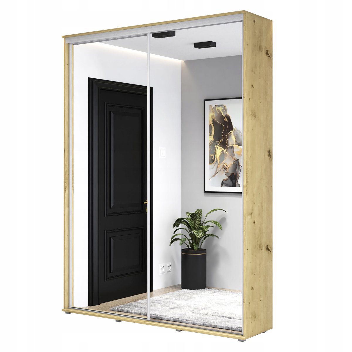 Szafa przesuwna LORIS 2 130 x 242 x 45 cm z wyposażeniem + lustro KP-Meble