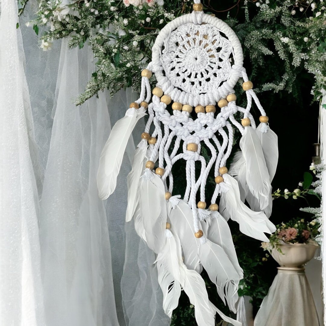 Łapacz snów szydełkowy boho dekoracja ścienna amulet idealny prezent 10cm