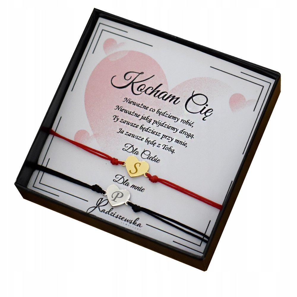 BRANSOLETKI DLA PAR SERCE PERSONALIZACJA WALENTYNKI SZUREK PREZENT SREBRO