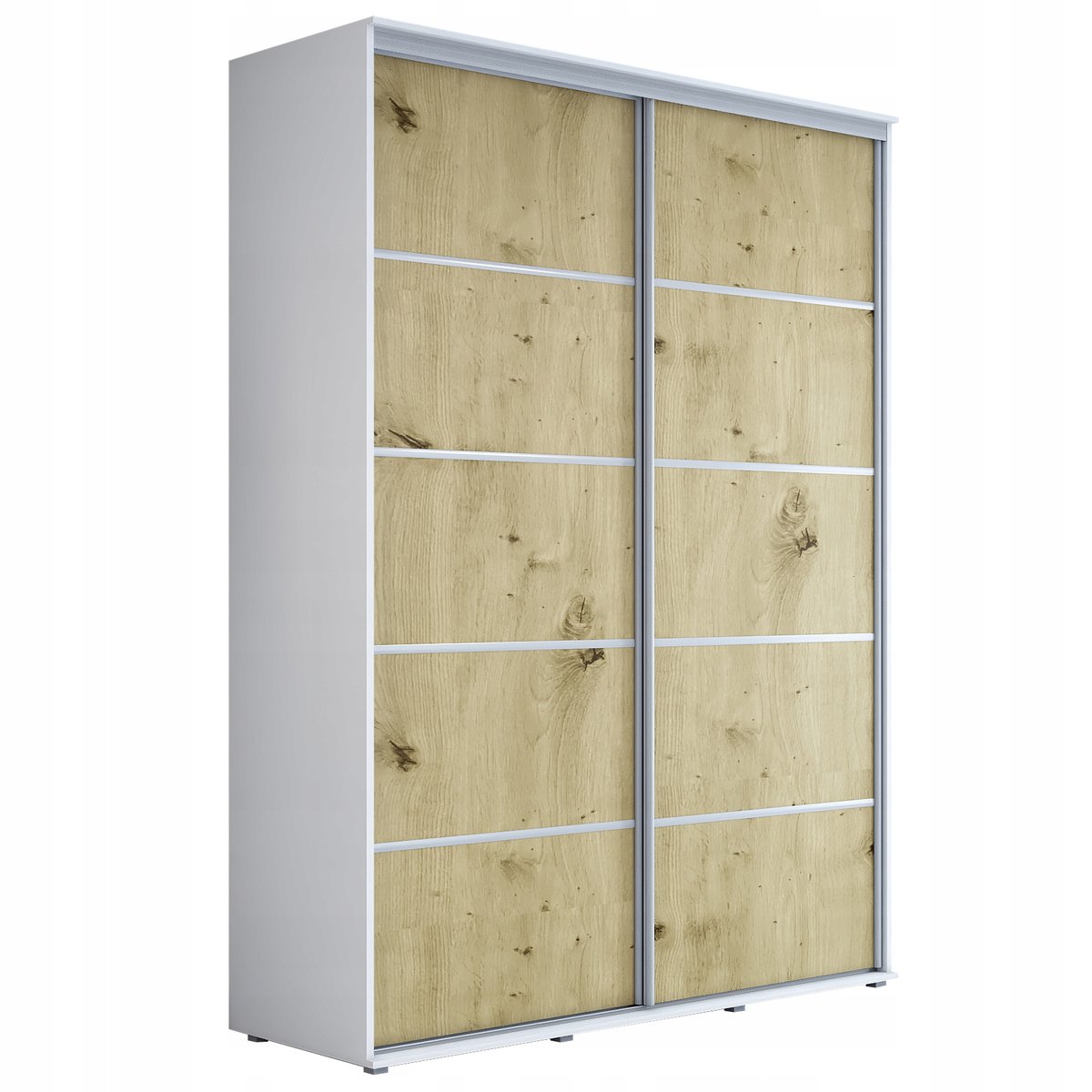 Szafa przesuwna MAJA PLUS 120 bez lustra, biały/dąb artisan