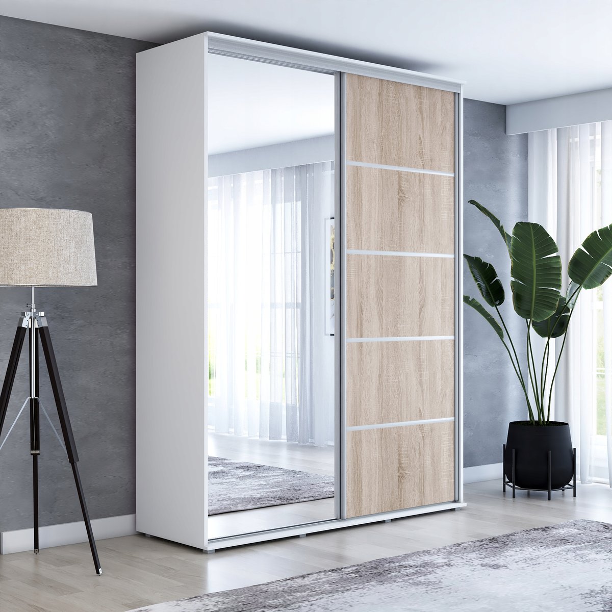 Szafa MAJA 1 ALU przesuwna lustro 190x242