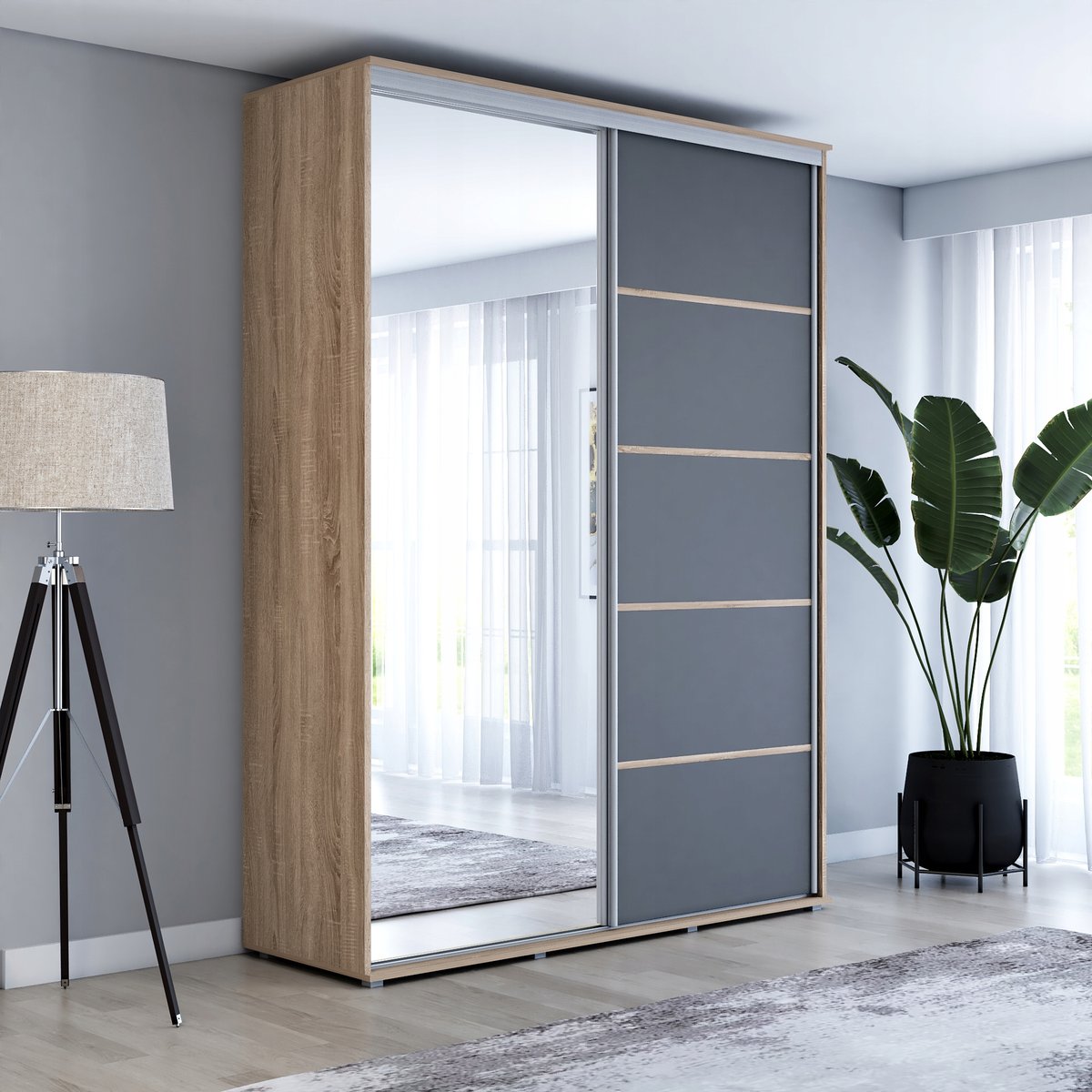 Szafa MAJA 1 ALU przesuwna lustro 200x242